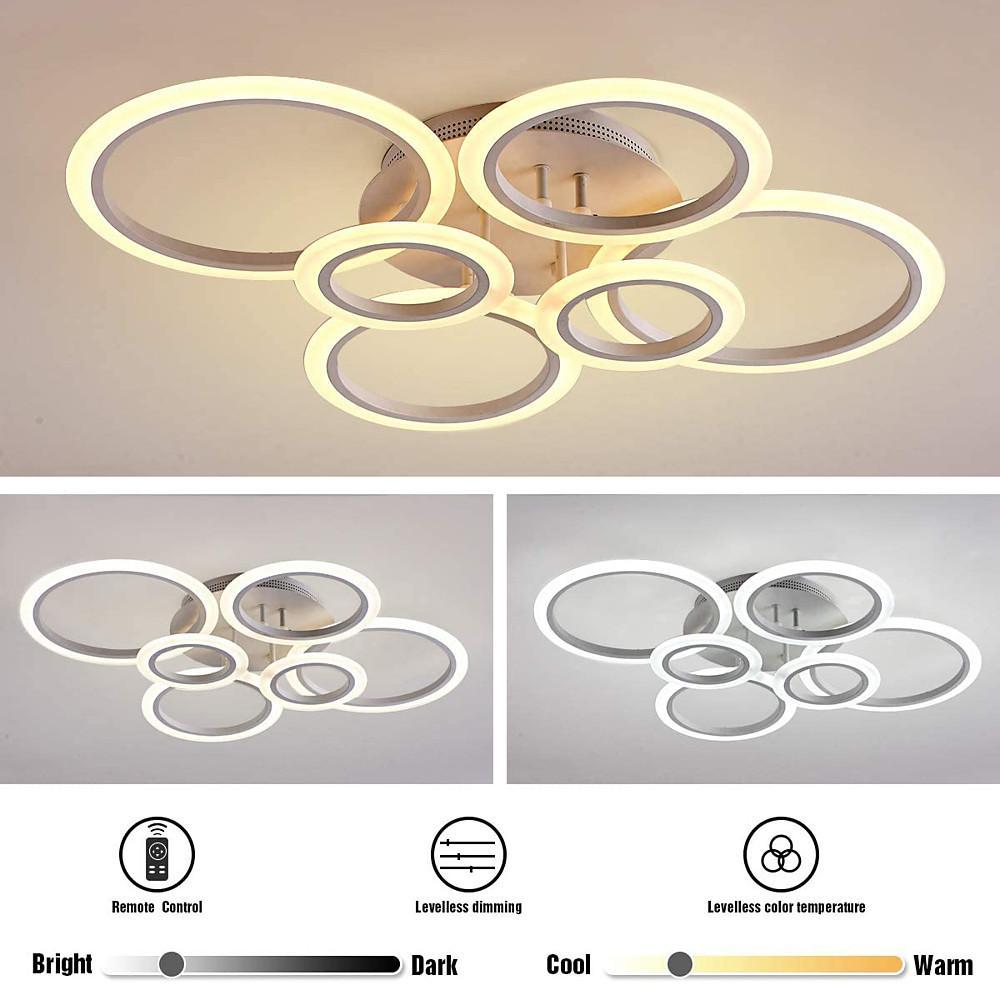 Modern Geometric Circles LED Cluster Ceiling Light Flush Mount Fixture for Bedroom and Living Room