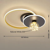 Modern Geometric Circle LED Flush Mount Ceiling Light for Living Room Bedroom Black and Gold Finish