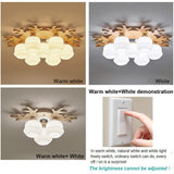Modern Bamboo Globe Cluster Flush Mount Ceiling Light for Bedroom Living Room 3 5 7 Light