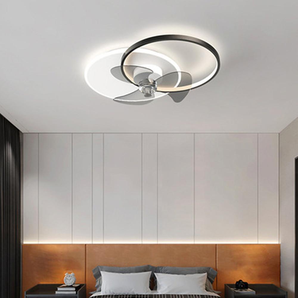 24 Inch Modern Circle LED Flush Mount Ceiling Fan with Dimmable Light and Remote Control