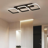 Modern Black 3 Square LED Flush Mount Ceiling Light Geometric Chandelier Fixture