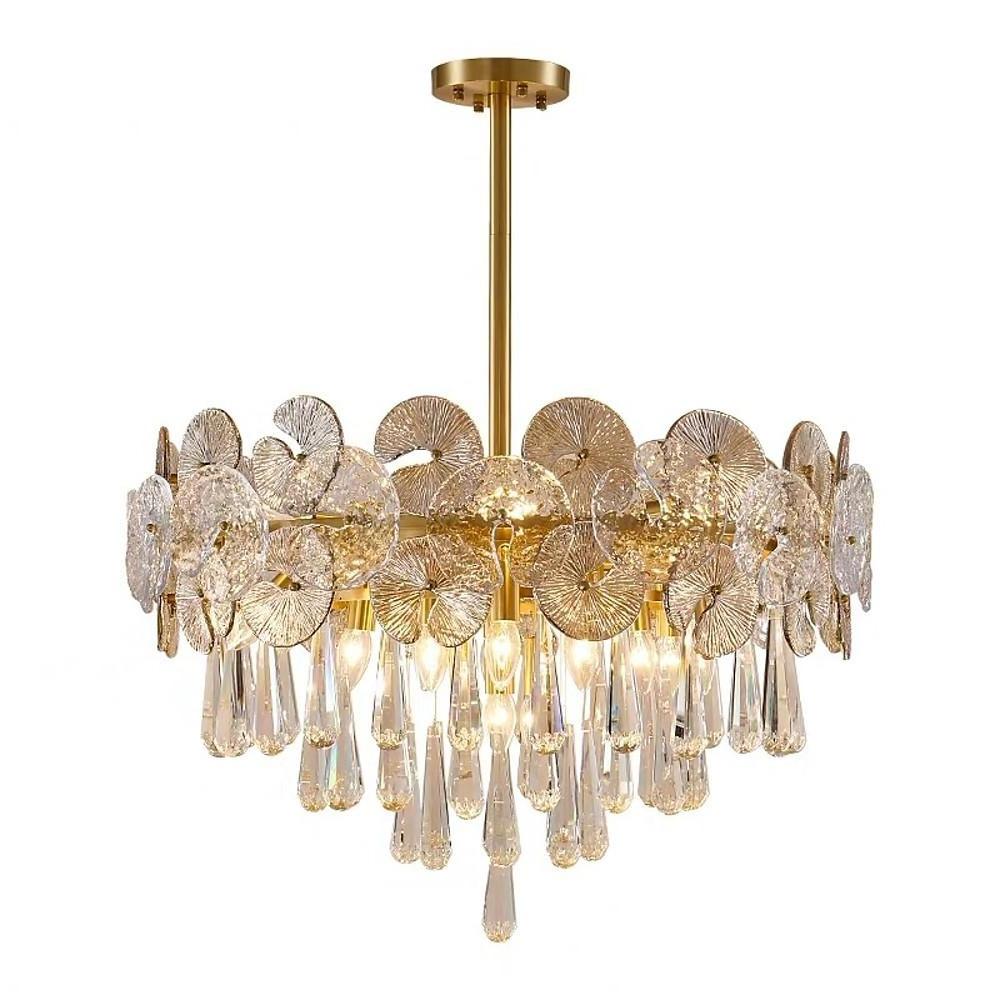 Modern Lantern Crystal Flush Mount Ceiling Light Metal Candelabra LED Fixture