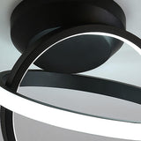 Modern Geometric Interlocking Ring LED Ceiling Light Black Flush Mount Fixture for Bedroom