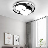 Nordic Three Circle Dimmable LED Ceiling Light Black Flush Mount Fixture for Bedroom