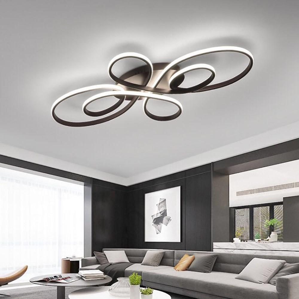 Modern Wave Design Nordic LED Flush Mount Ceiling Light Dimmable Aluminum Silica Gel Fixture