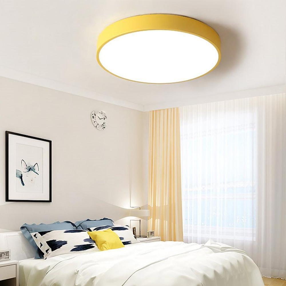 Modern 16 Inch Round LED Flush Mount Ceiling Light Slim Low Profile Fixture for Bedroom Kitchen Hallway