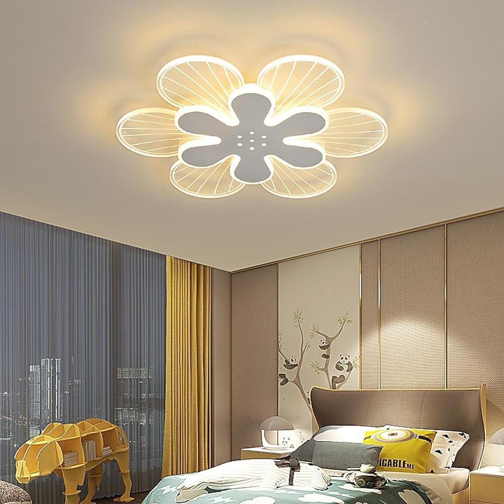 Modern White LED Flower Shape Ceiling Light Flush Mount Geometric Floral Fixture