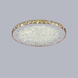 16 Inch Round Crystal LED Flush Mount Ceiling Light Modern Antique Painted Metal Fixture