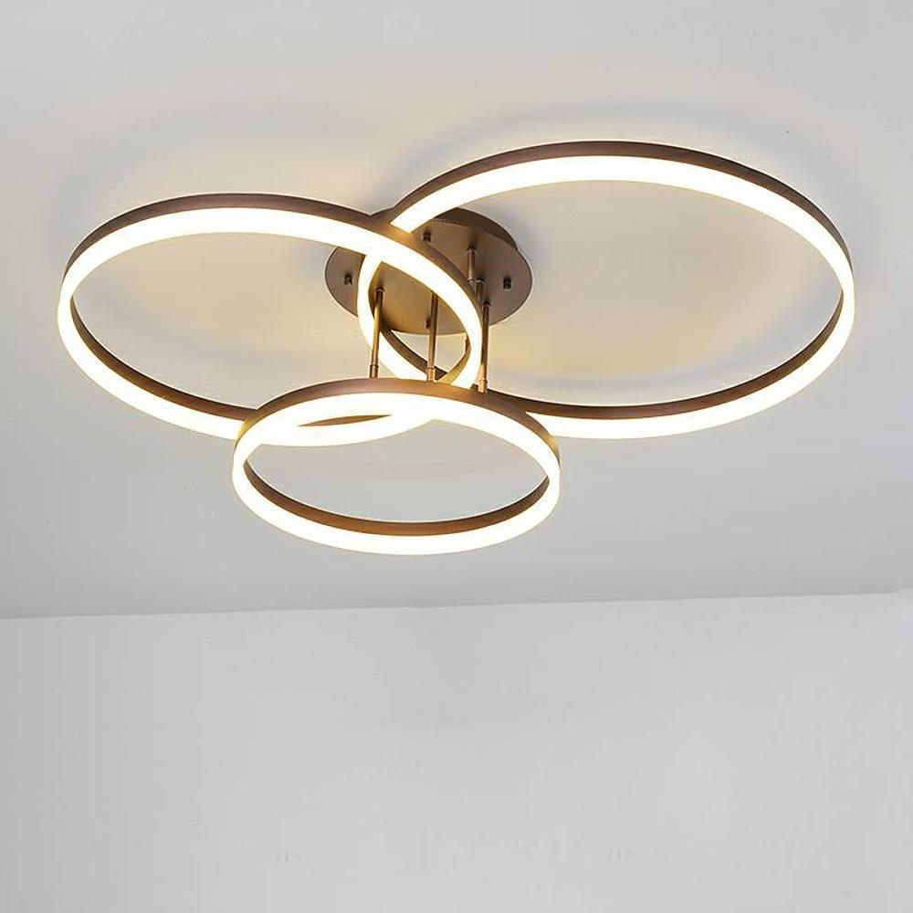 Modern Triple Ring LED Flush Mount Ceiling Light Large Metal Acrylic Dimmable Fixture 35 Inch