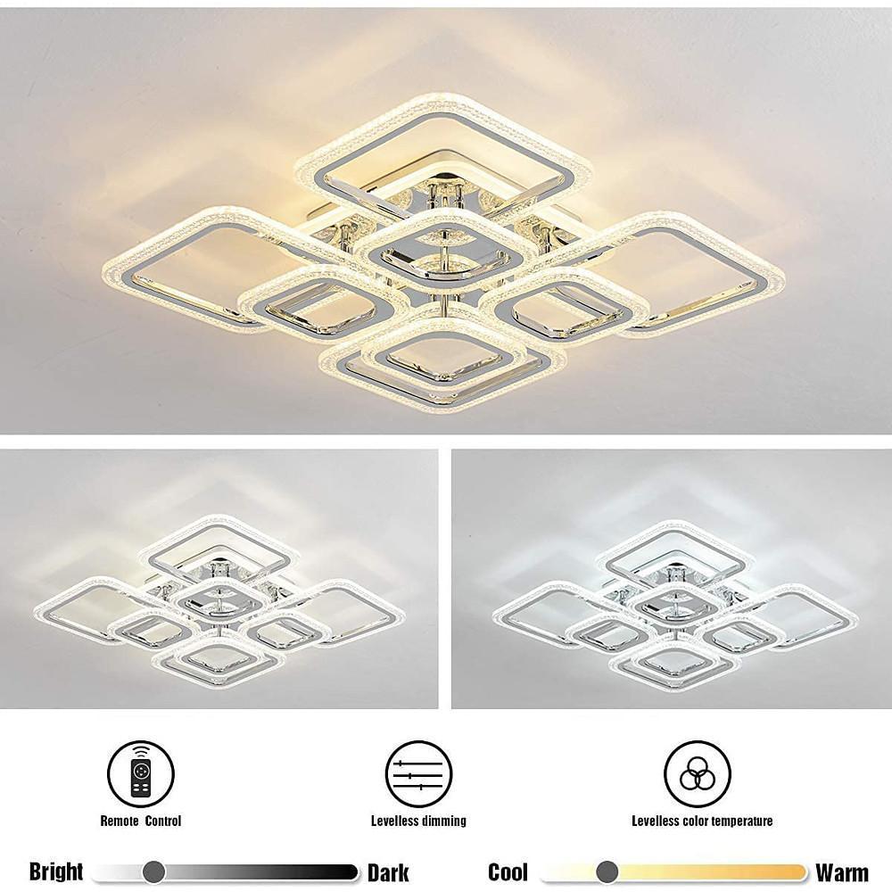 Modern Geometric LED Flush Mount Ceiling Lamp 5 Square Acrylic Light Fixture for Living Room