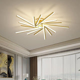 Modern Flower Shaped LED Ceiling Light Abstract Gold Geometric Flush Mount Fixture