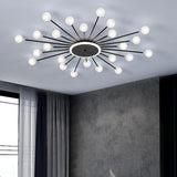 Modern Nordic Glass Globe Hanging Light Fixture 24 LED Tree Branch Pendant Ceiling Chandelier