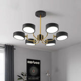 Modern Lantern 6 Light LED Flush Mount Ceiling Fixture with Painted Metal Finish for Bedrooms