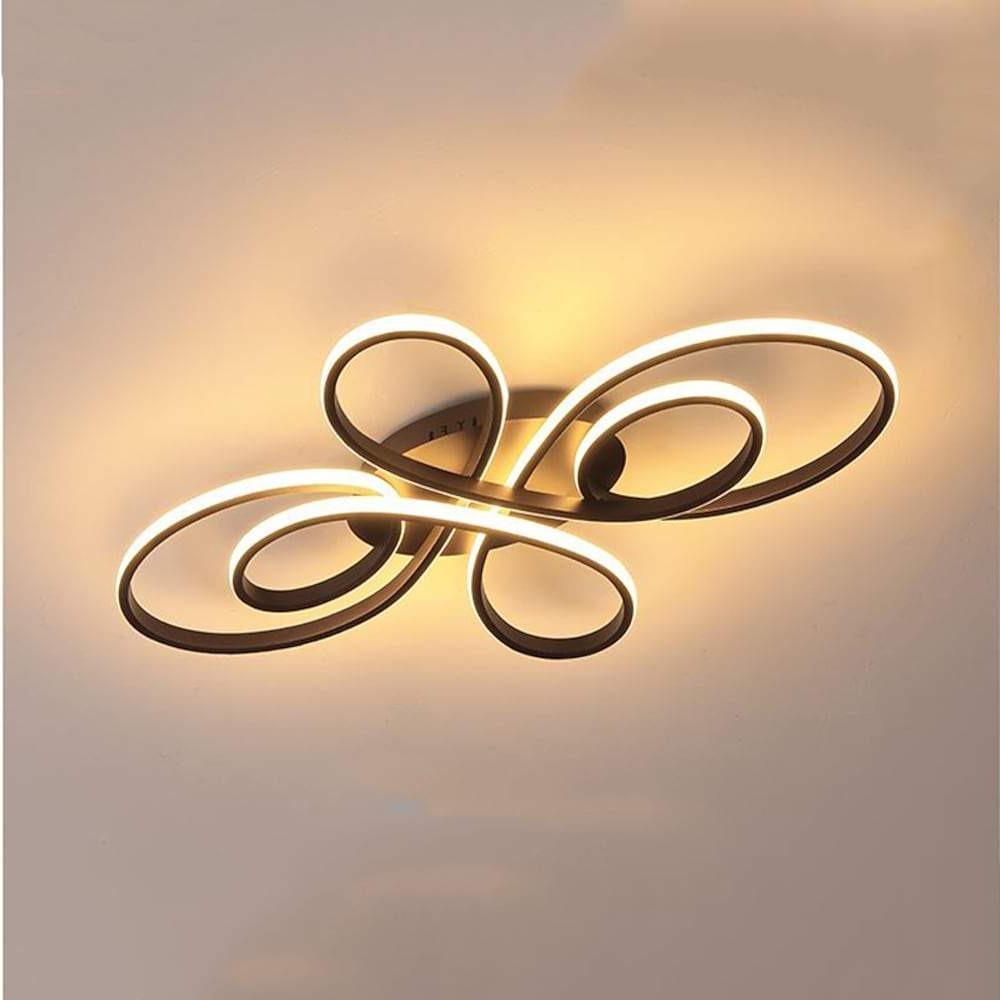 Modern Artistic Curved LED Ceiling Light Dimmable Flush Mount Chandelier for Living Room