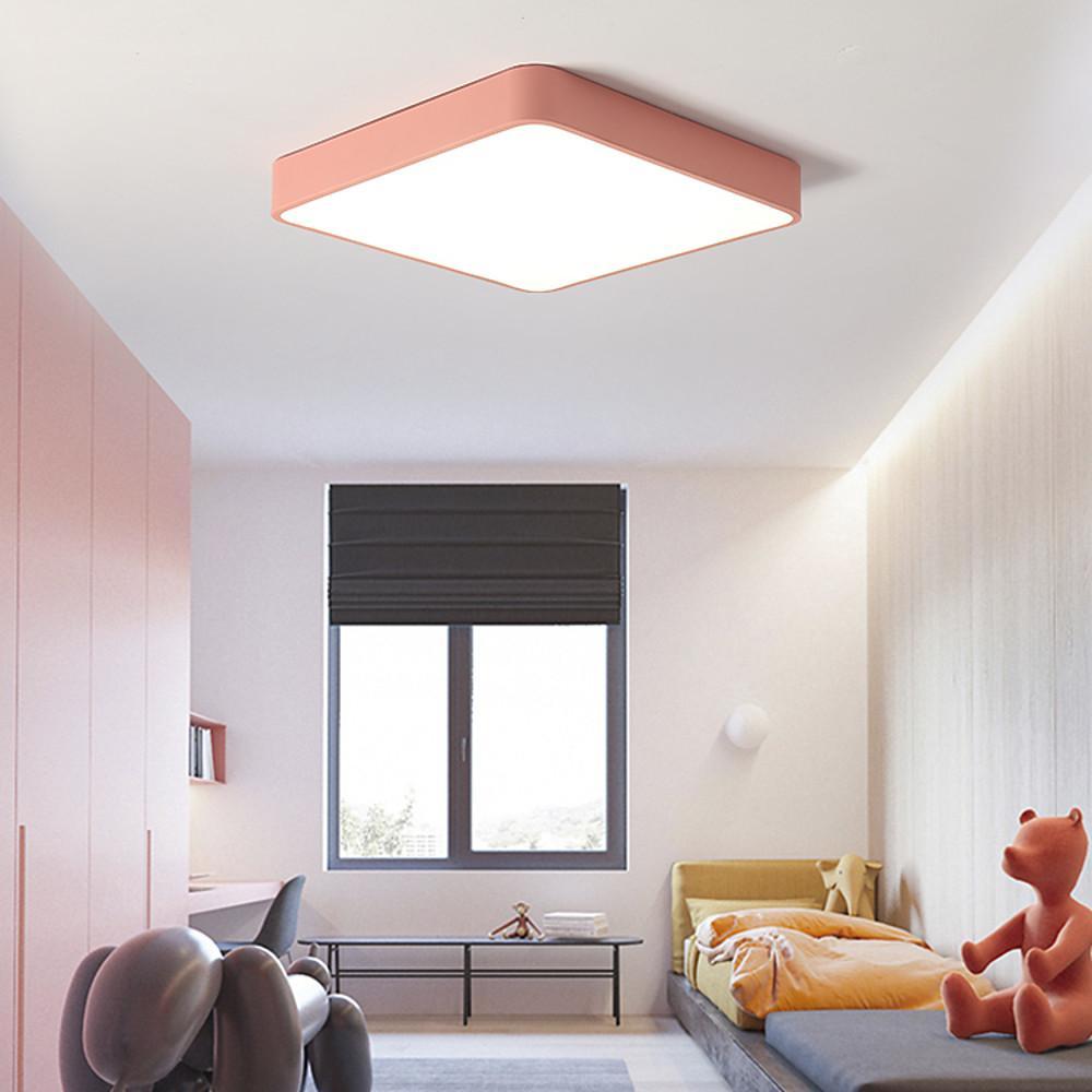 Modern Ultra Thin Square LED Flush Mount Ceiling Lamp for Bedroom and Kids Room