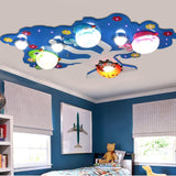 Modern Painted Glass Wildlife LED Ceiling Fixture for Baby Nursery and Kids Playroom