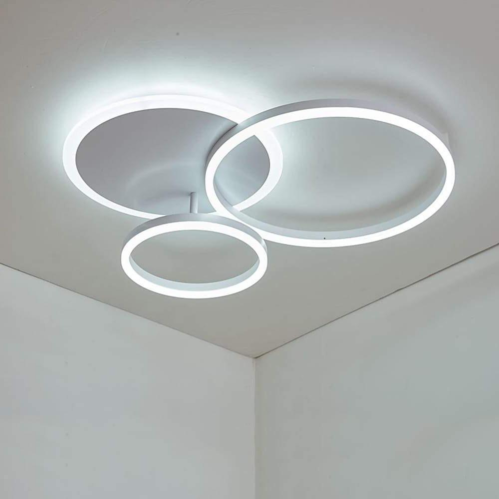 Modern 26 Inch 3 Ring LED Ceiling Light Artistic Aluminum Flush Mount Fixture for Bedroom