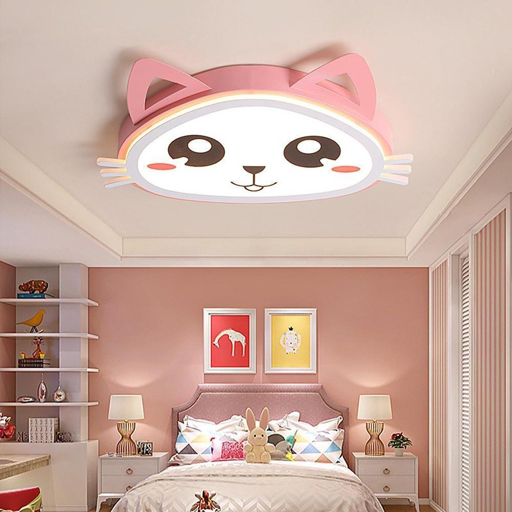 Modern Pink Animal Silhouette Dimmable LED Ceiling Light for Childrens Bedroom Nursery