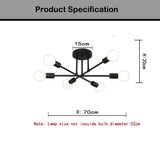 Contemporary 6 Light Geometric Sputnik Semi Flush Mount Ceiling Fixture