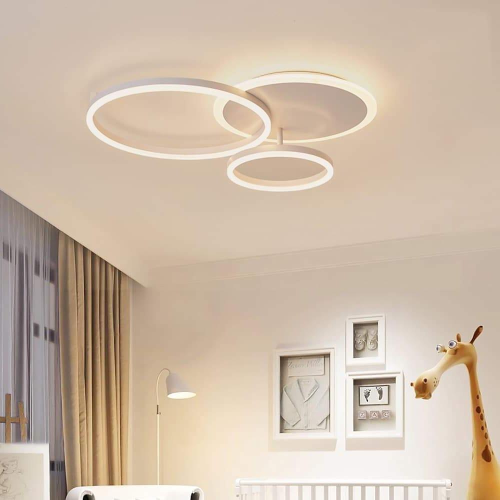 Modern 26 Inch 3 Ring LED Ceiling Light Artistic Aluminum Flush Mount Fixture for Bedroom