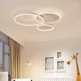 Modern 26 Inch 3 Ring LED Ceiling Light Artistic Aluminum Flush Mount Fixture for Bedroom