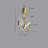 Elegant Butterfly Ring LED Semi Flush Mount Ceiling Light with Gold Copper Finish for Hallway