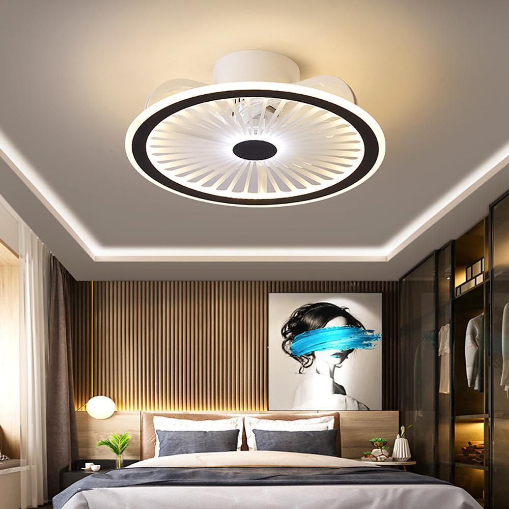 Circular 19 Inch LED Ceiling Fan Bladeless Design Dimmable Lighting for Modern Home Office