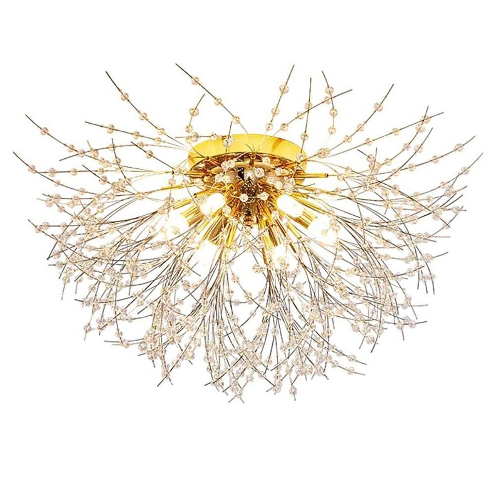 Elegant Crystal LED Flush Mount Ceiling Light Traditional Metal Chandelier Lighting Fixture