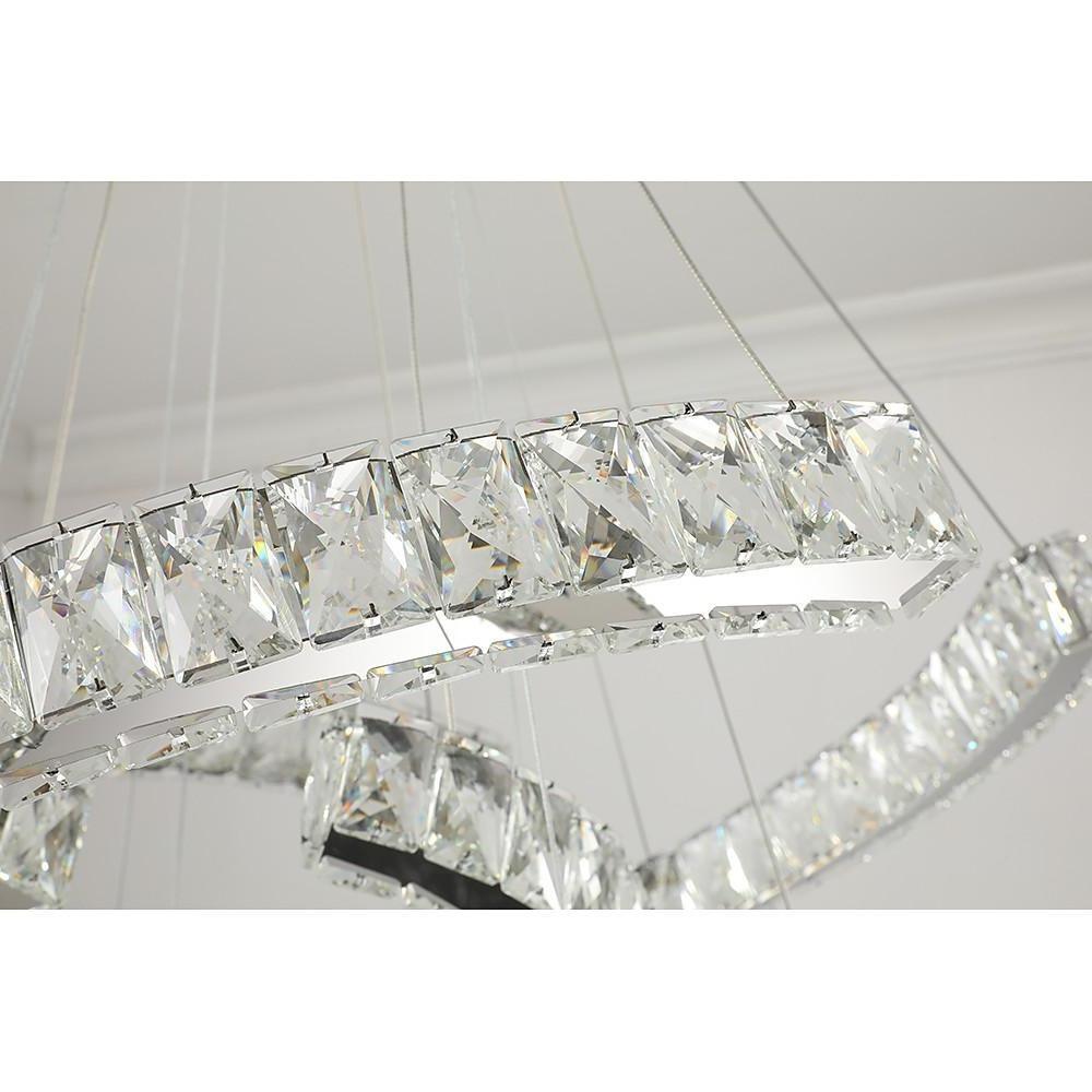 Modern Wave Crystal LED Flush Mount Ceiling Light Stainless Steel Fixture for Dining Room