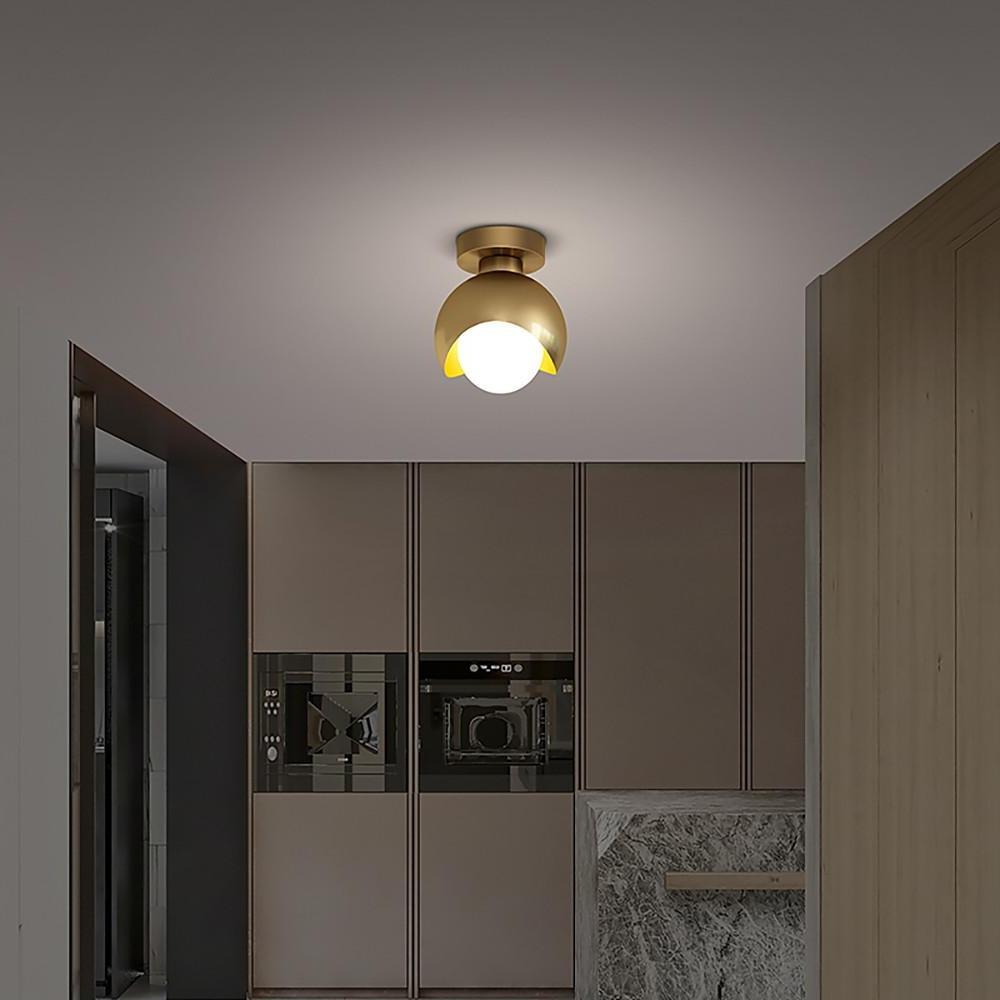 Nordic Copper Globe LED Flush Mount Ceiling Light Fixture 6 Inch Small Globe Lamp