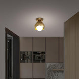 Nordic Copper Globe LED Flush Mount Ceiling Light Fixture 6 Inch Small Globe Lamp