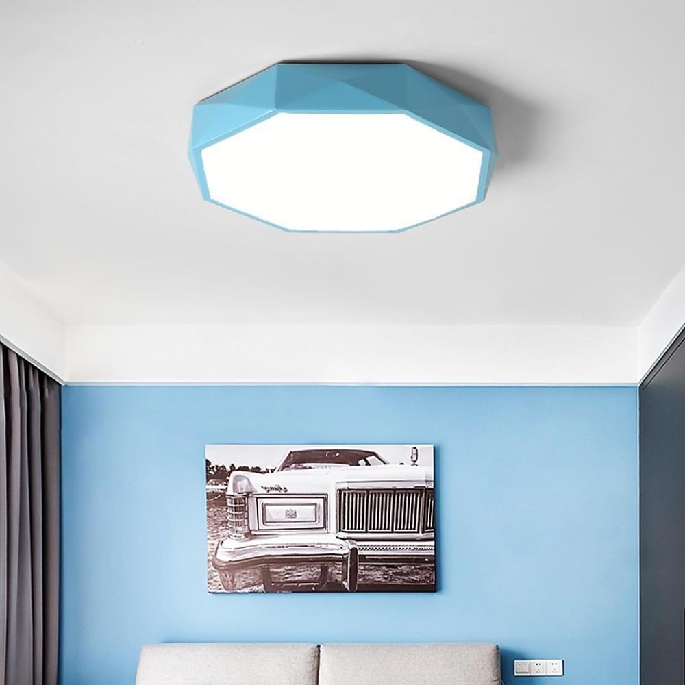 Modern Geometric Octagonal LED Flush Mount Ceiling Light for Kids Bedroom and Nursery
