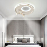 Modern Circular LED Flush Mount Ceiling Light with Integrated Dual Spotlights for Living Room and Bedroom