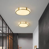 Modern Nordic Copper LED Flush Mount Ceiling Light with Geometric Acrylic Shade