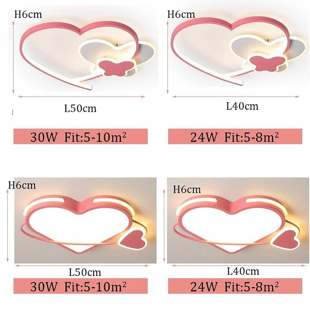Modern Heart Shaped LED Ceiling Light Dimmable Flush Mount Fixture for Kids Bedroom and Nursery