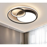 Modern 3 Ring LED Flush Mount Ceiling Light Artistic Metal Design Fixture in Matte Black