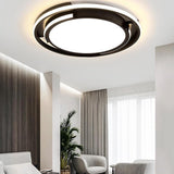 Modern Circular Black Flush Mount LED Ceiling Light Nordic Dimmable Round Fixture 20 Inch