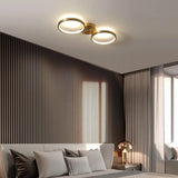 Modern Copper LED Flush Mount Ceiling Light Geometric Circular Gold Finish Three Light Fixture