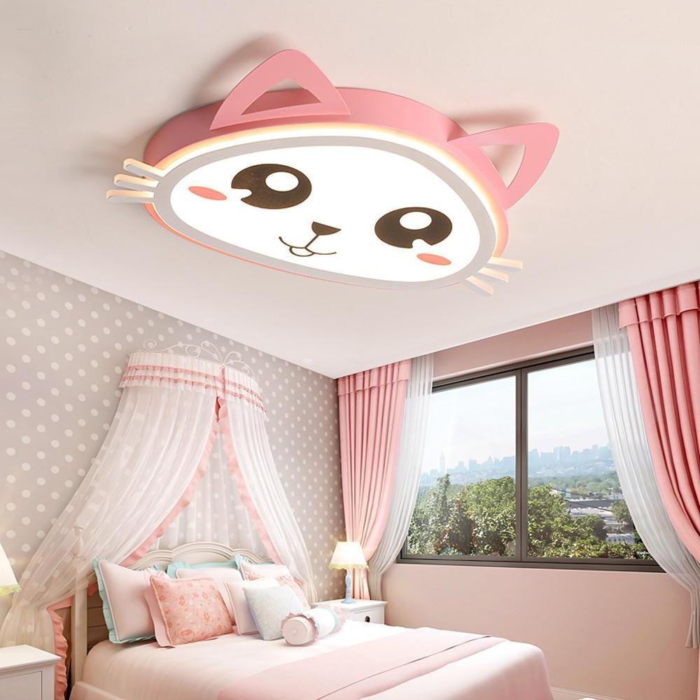 Modern Pink Animal Silhouette Dimmable LED Ceiling Light for Childrens Bedroom Nursery