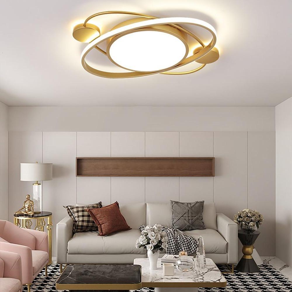 Modern Nordic Circular LED Flush Mount Ceiling Light Dimmable Metal Lamp for Living Room