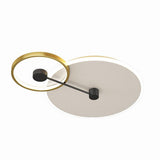 Modern Geometric Circles Dimmable LED Flush Mount Ceiling Light for Bedroom and Living Room Gold Finish
