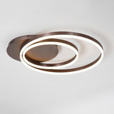Modern Dimmable Multi Circle LED Flush Mount Ceiling Light for Living Room and Bedroom in Coffee Finish
