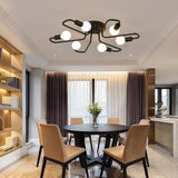 Modern 6 Light Metal Flower Shaped Flush Mount Ceiling Light for Living Room and Bedroom