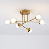 Modern 6 Light Glass Globe LED Flush Mount Ceiling Lamp for Living Room and Bedroom Lighting