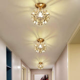 Modern Flower Glass Flush Mount Ceiling Light Copper Brass LED Hallway Fixture