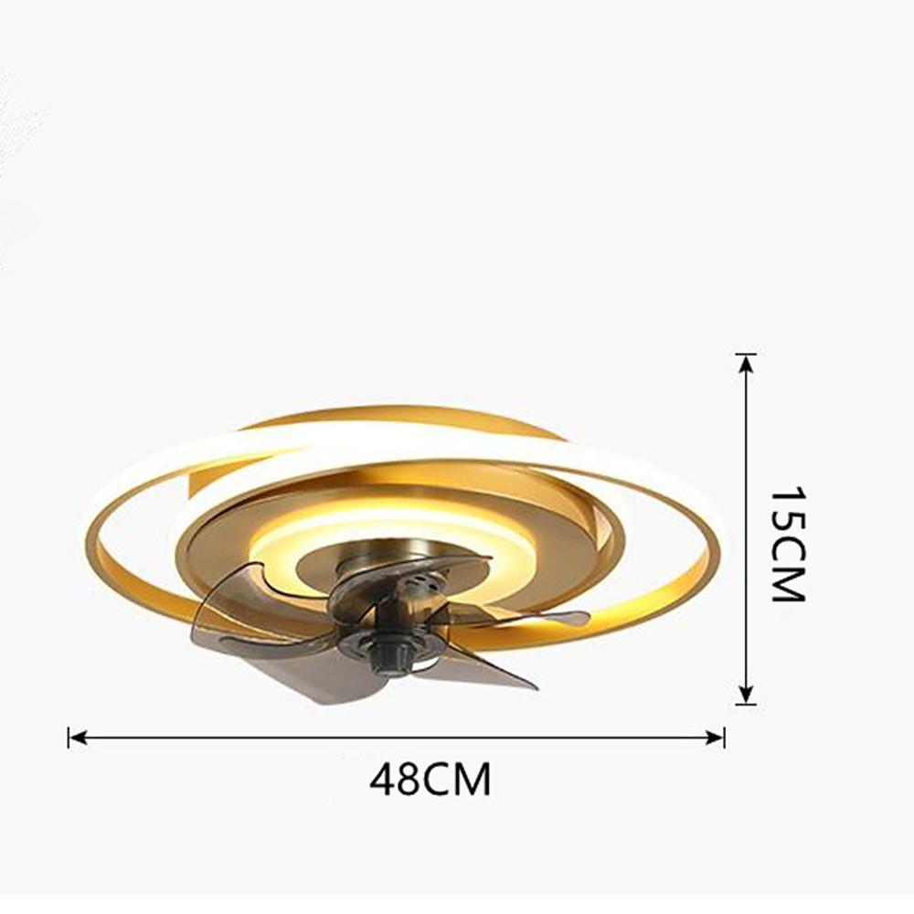 Modern Geometric LED Ceiling Fan with Interconnected Ring Design 20 Inch Low Profile Flush Mount Light