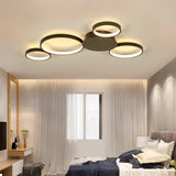 Modern 4 Ring LED Flush Mount Ceiling Light Silica Gel Cluster Fixture for Living Room