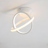 Modern Geometric Interlocking Ring LED Ceiling Light Black Flush Mount Fixture for Bedroom