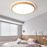 Natural Bamboo Round LED Flush Mount Ceiling Light for Modern Kitchen Living Room and Bedroom