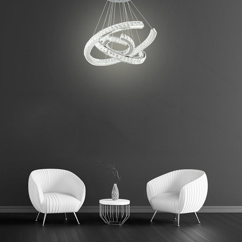 Modern Wave Crystal LED Flush Mount Ceiling Light Stainless Steel Fixture for Dining Room